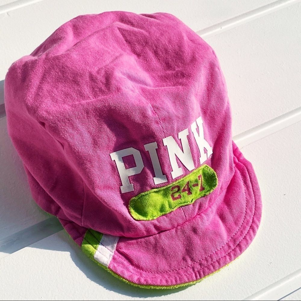 Victoria's Secret PINK Vintage RARE Terry Cloth Green/Pink Reversible Hat O/S